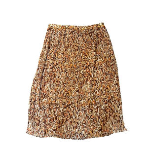 Alfred Dunner Neutral Paisley Pleated A-Line Midi Skirt Size 18 Stretch